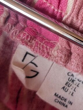 Pink Striped Wide Leg Linen Pants